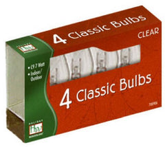 Holiday Wonderland 1094C-88 4-Pack of C9 Ceramic Clear Christmas Light Replacement Bulbs