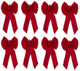 Holiday Trim 7355 14" x 28" x 4" 7 Loop Red Velvet Holiday Christmas Bow - Quantity of 8