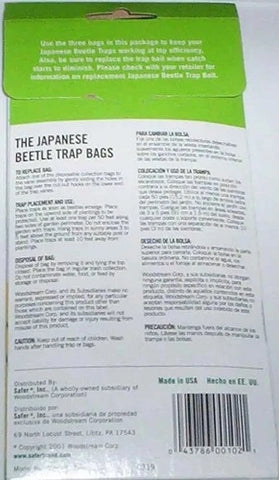 Safer Brand 00102 3-Count Pack of Replacement Japanese Beetle Trap Green Jumbo Bags