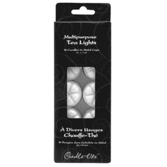 Candle-Lite 4542595 10-Count Pack of White Unscented Tea Light Candles