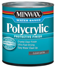 Minwax 63333 1-Quart Can of Water Based Clear Satin Polycrylic Protective Finish