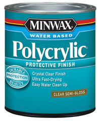 Minwax 64444 1-Quart Can of Water Based Clear Semi-Gloss Polycrylic Protective Finish