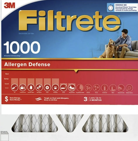 3M AL12-4 24" x 24" x 1" Red MPR 1000 Filtrete 3 Month Disposable Pleated Air Filter - Quantity of 4