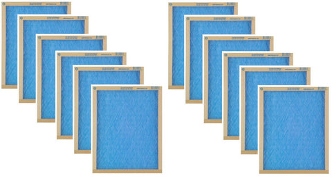 True Blue 120361 20" x 36" x 1" Flat Panel Spun Fiberglass Disposable Furnace Air Filter MERV 2 - Quantity of 12