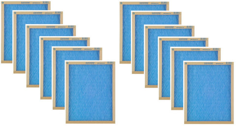 True Blue 124241 24" x 24" x 1" Flat Panel Spun Fiberglass Disposable Furnace Air Filter MERV 2 - Quantity of 12