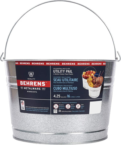 Behrens C17GS 4 Gallon Galvanized Sheet Steel Wash Tub Bucket - Quantity of 1