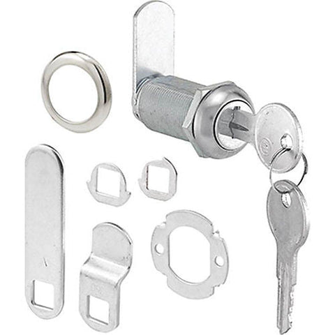 Prime Line CCEP 9950KA 1-3/8" Stainless Steel Keyed Alike Drawer / Cabinet Lock - Quantity of 12