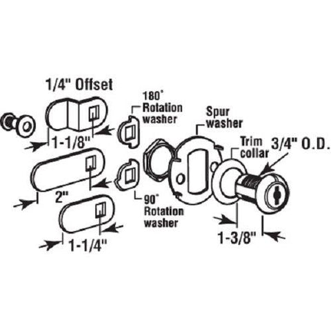 Prime Line CCEP 9950KA 1-3/8" Stainless Steel Keyed Alike Drawer / Cabinet Lock - Quantity of 12