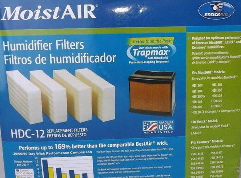 Essick HDC12 MoistAir / Kenmore 4 Pack Replacement Humidifier Wick Filters - Quantity of 6