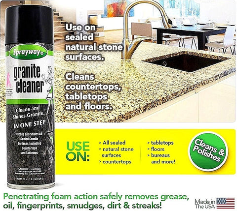 Sprayway SW702R 19 oz Aerosol Can Of Granite & Marble Cleaner & Polish - Quantity of 4