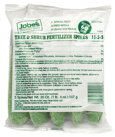 Jobe's 02010 5 pack 15-3-3 Tree & Shrub Fertilizer Spikes - Quantity of 64 (5) Packs