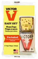 Victor M032 4-Pack Easy Set Pre Baited Wood Mouse Traps