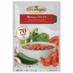 Mrs. Wage's W536-J7425 4 oz Pack Of Tomato Sauce & Canning Mix Medium Salsa