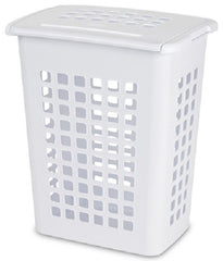 Sterilite 12238004 White Plastic Rectangular Slim Laundry Basket Hamper