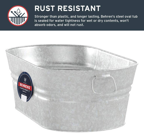 Behrens 2-OV 10.5 Gallon Steel Weather & Rust Resistant Oval Tub - Quantity of 2