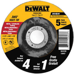 DeWalt DW8424B5 5-Pack 4.5" x .045" x 7/8" Metal Cutting Wheel