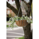 Panacea 88504GT 14" Round White Wire Growers Hanging Baskets with Chain & Liner - Quantity of 12
