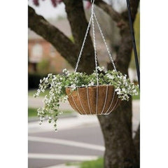 Panacea 88504GT 14" Round White Wire Growers Hanging Baskets with Chain & Liner