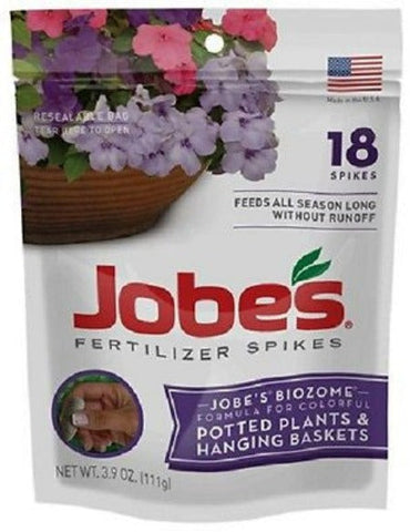 Jobe's 06105 18 Pack 8-9-12 Potted & Hanging Plant Fertilizer Spikes - Quantity of 12