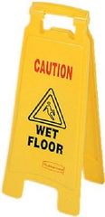 (12) Rubbermaid 6112-77-YEL 25" Yellow "Caution Wet Floor" 2-Sided Floor Signs