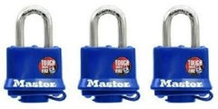 Master Lock 312TRI 3 Pack 1-1/2" Blue All Weather Keyed Alike Padlocks