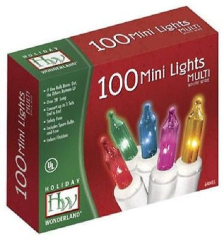 Holiday Wonderland 48601-88A 100-Count Multi-Color With White Cord Christmas Light Set - Quantity of 3