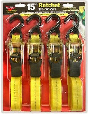KEEPER 05506 4 PACK 15' RATCHET ATV CYCLE TIE DOWN STRAPS