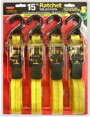 KEEPER 05506 4 PACK 15' RATCHET ATV CYCLE TIE DOWN STRAPS
