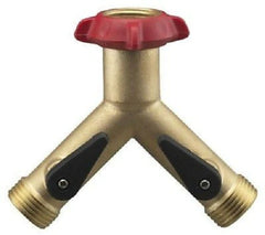 Nelson 855454-1001 Brass Long Neck Faucet Mount Garden Hose Y Connector With Shutoff