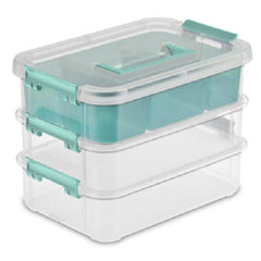 Sterilite 14138606 Stack & Carry 3 Layer Handle Box With Tray