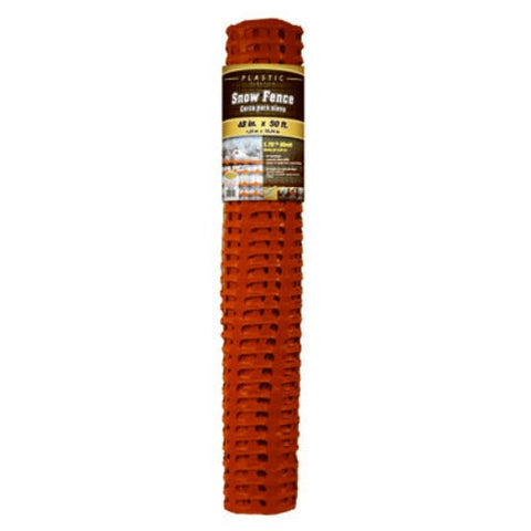 Midwest Air 889220A 4' x 50' Roll Of Orange Heavy Duty PVC/Plastic Snow Safety Fence - Quantity of 3