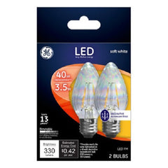 G E Lighting 93103494 2-Pack LED Flame Shape Clear Soft White Chandelier Light Bulbs