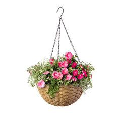 Panacea 82305GT 14 Inch Natural Round Resin Wicker Hanging Basket Pot / Planter