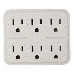Master Electrician CT-027W White 6-Way Grounded Electrical Outlet Adapter Plug