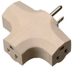 Master Electrician 09902-97ME Beige Grounded 3-Way Outlet Cube Tap Electrical Adapter Plug
