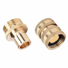 Green Thumb 09QCGT Solid Brass Male & Female Garden Hose Quick Connector Set
