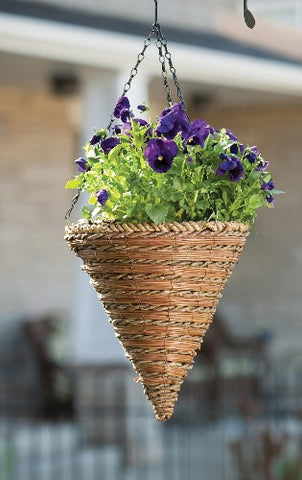 Panacea 88636GT 12" Rope & Fern Cone Hanging Baskets - Quantity 4