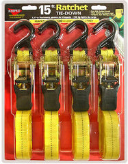 15 each KEEPER 05506 4 Pack 15' RATCHET TIE DOWN STRAPS