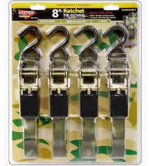 4 each KEEPER 03508-V 4 PACK 8' CAMO RATCHET TIE DOWNS