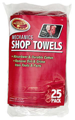 Clean Rite 3-542 25 Packs 13" x 14" Red Cotton Mechanics Shop Towels - Quantity of 6