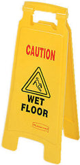 (6) Rubbermaid 6112-77-YEL 25" Yellow "Caution Wet Floor" 2-Sided Floor Sign