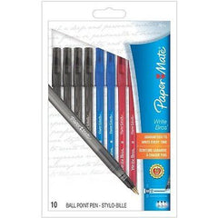 (96) 10 pk Paper Mate Write Bros Medium Black Blue Red Ballpoint Pens (960 Pens)