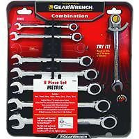 8 Pc GearWrench Metric Combination Ratcheting Wrench Set 8-18mm