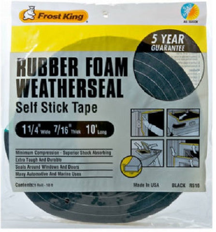 24 Frost King R516H 1-1/4" x 7/16" x 10' Self Stick Foam Weatherstrip Tape